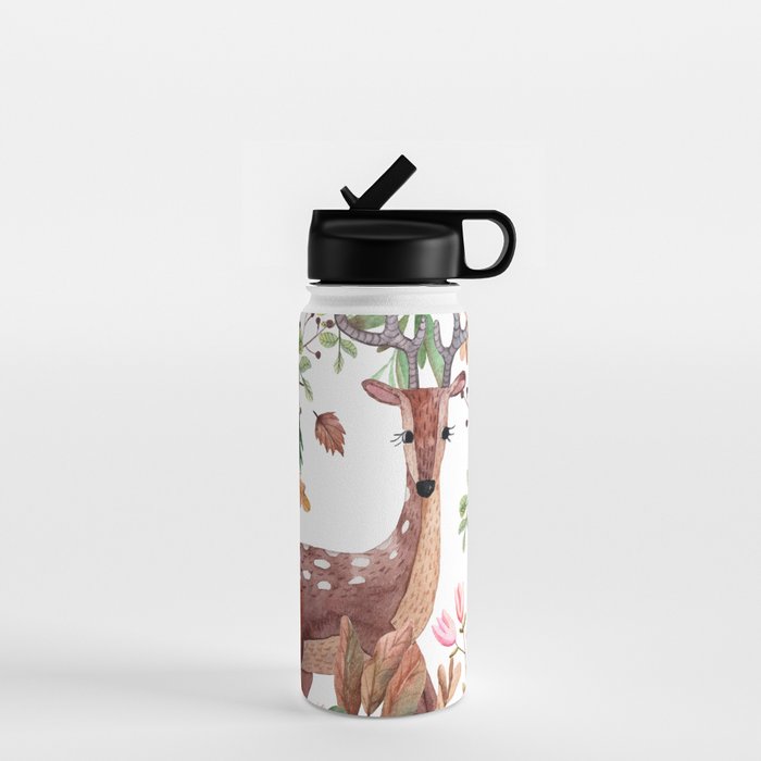 Cute, Watercolor, Deer Painting Water Bottle Gallery Image 1