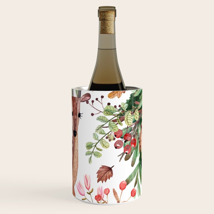 Cute, Watercolor, Deer Painting Wine Chiller Gallery Image 3