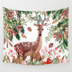 Cute, Watercolor, Deer Painting Wall Tapestry Gallery Image 4
