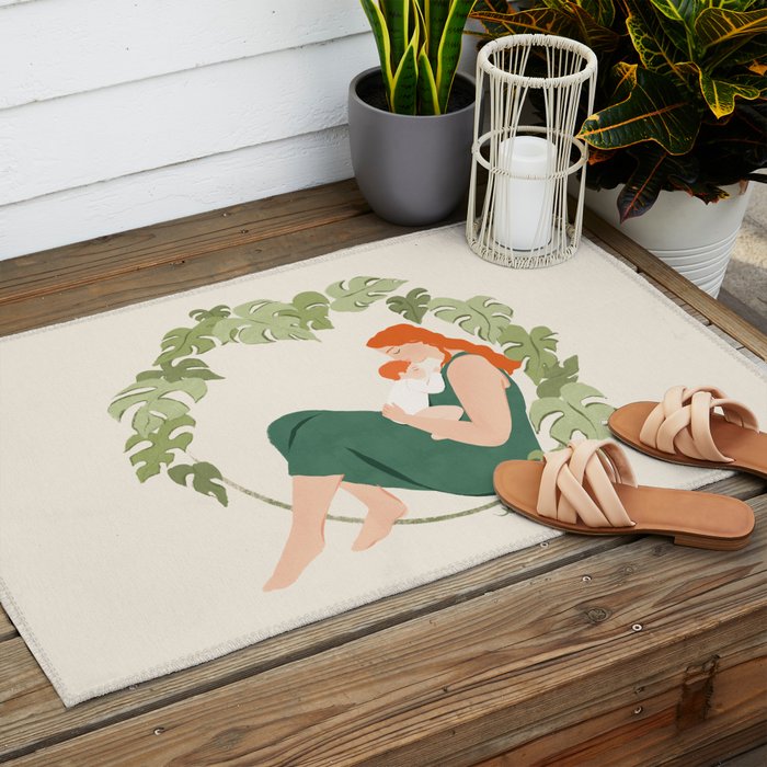 Maternal Bond (Red) Outdoor Rug Gallery Image 2