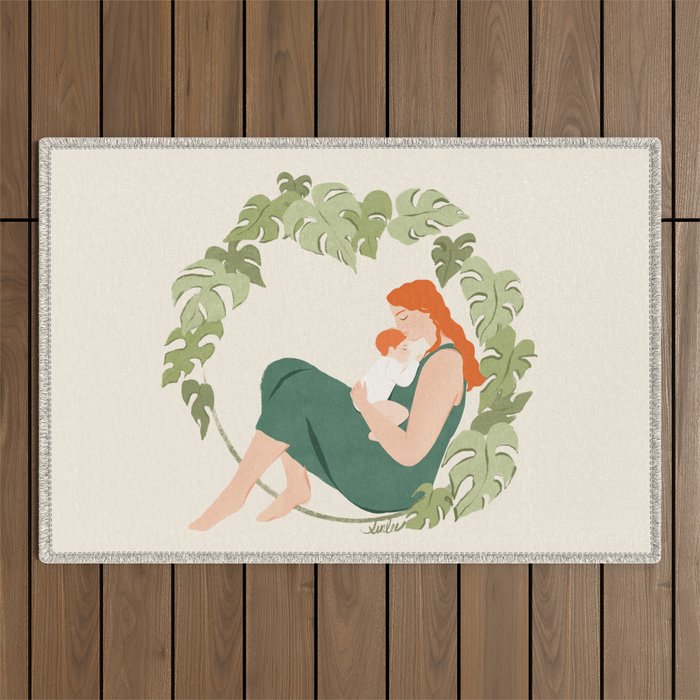 Maternal Bond (Red) Outdoor Rug Gallery Image 1
