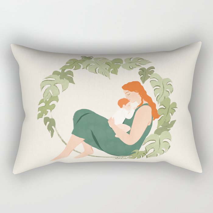 Maternal Bond (Red) Rectangular Pillow Gallery Image 1