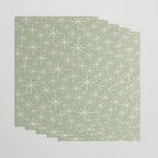 Mid Century Modern Twinkling Retro Starburst Pattern in Sage Green and Beige Wrapping Paper Gallery Image 3