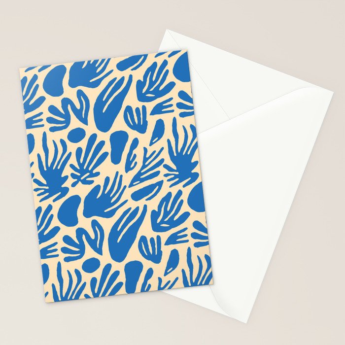 Blue nature leaf shape art pattern Stationery Card Gallery Image 2
