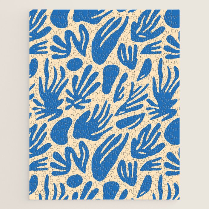 Blue nature leaf shape art pattern Jigsaw Puzzle Gallery Image 1