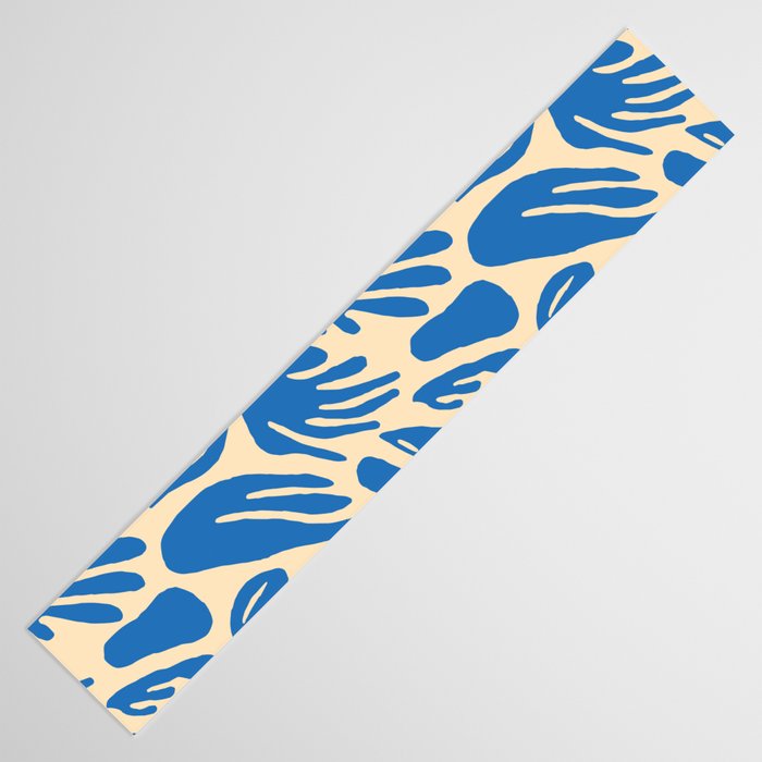 Blue nature leaf shape art pattern Table Runner Gallery Image 3