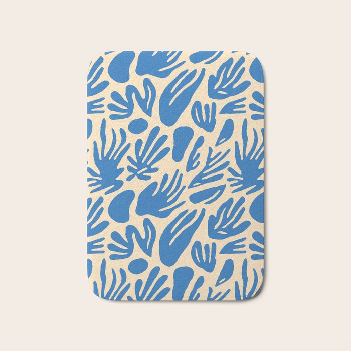 Blue nature leaf shape art pattern Bath Mat Gallery Image 1