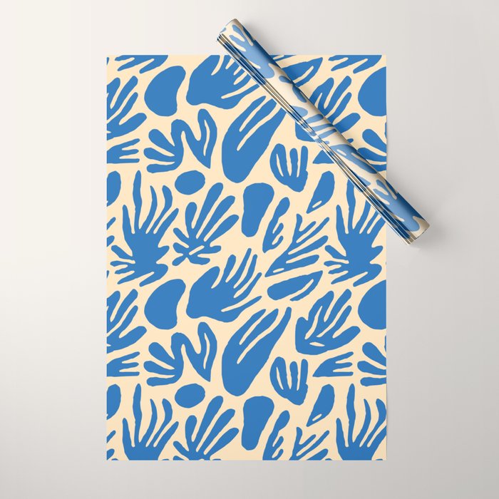 Blue nature leaf shape art pattern Wrapping Paper Gallery Image 1