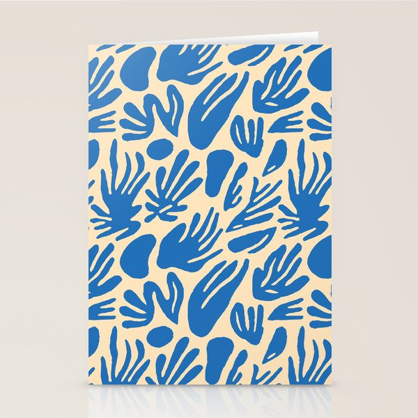 Blue Nature Leaf Shape Art Pattern Stationery Card