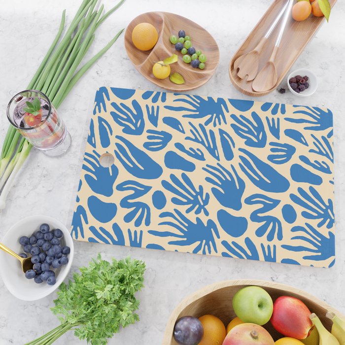 Blue nature leaf shape art pattern Cutting Board Gallery Image 2