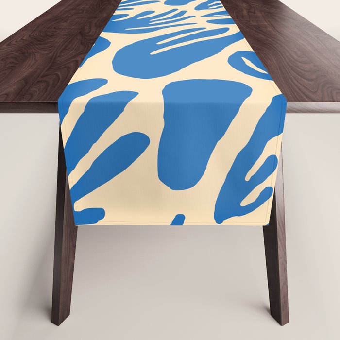 Blue nature leaf shape art pattern Table Runner Gallery Image 1