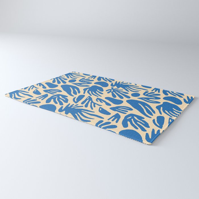 Blue nature leaf shape art pattern Rug Gallery Image 3