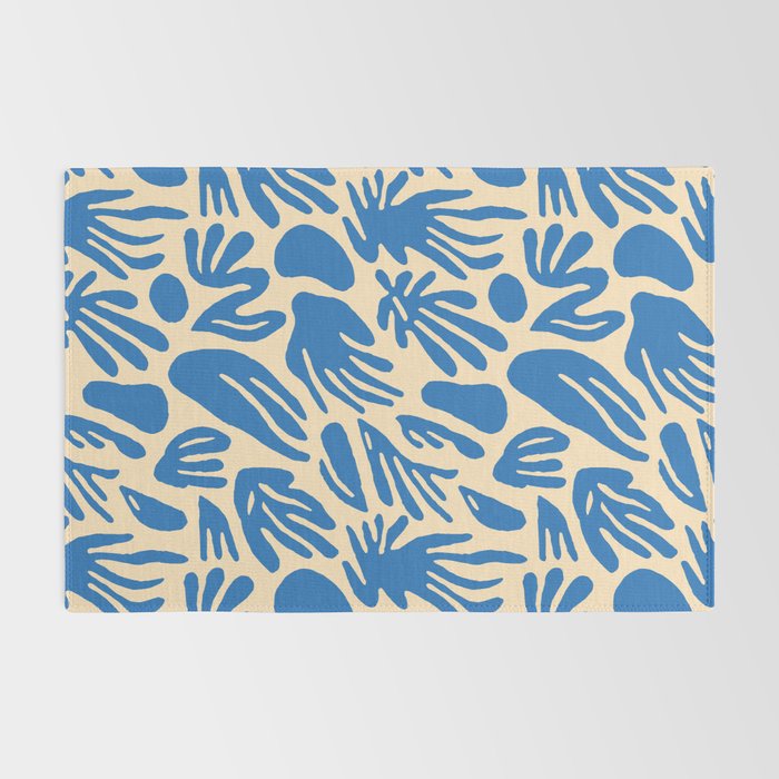 Blue nature leaf shape art pattern Rug Gallery Image 2