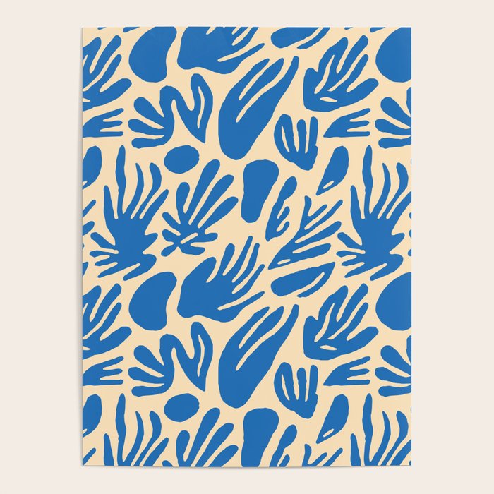 Blue nature leaf shape art pattern Poster Gallery Image 1