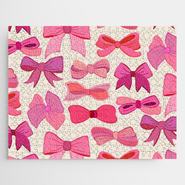 Vintage Pink Bows Jigsaw Puzzle Gallery Image 1
