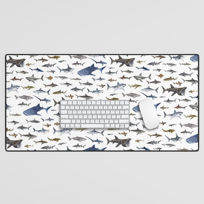 SHARKS poster-white Desk Mat Gallery Image 1