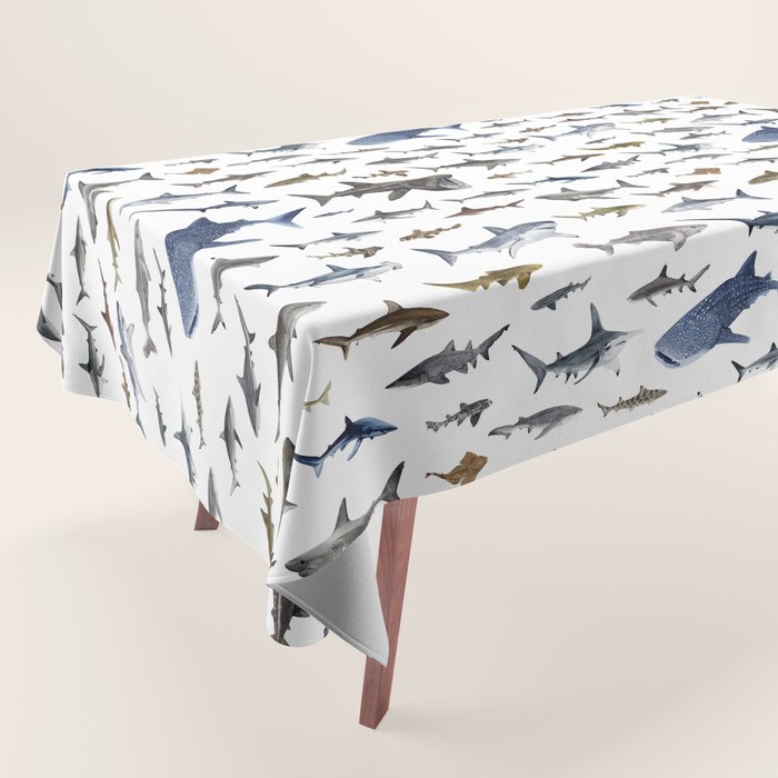 SHARKS poster-white Tablecloth Gallery Image 1