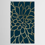 Festive, Floral Prints, Line Art, Dark Teal and Gold Tablecloth Gallery Image 2