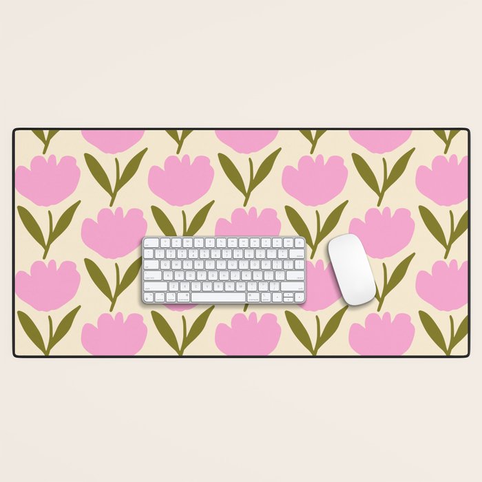 Single Bold Flower - Pink  Desk Mat Gallery Image 1