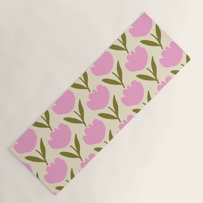 Single Bold Flower - Pink  Yoga Mat