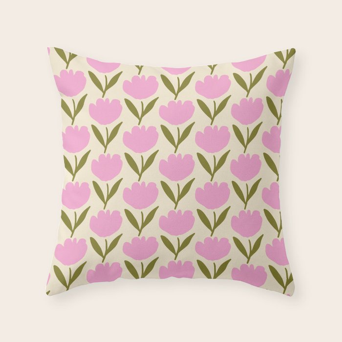 Single Bold Flower - Pink  Throw Pillow Gallery Image 1
