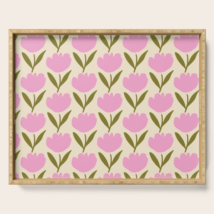 Single Bold Flower - Pink  Serving Tray Gallery Image 1