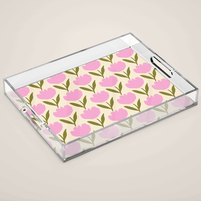 Single Bold Flower - Pink  Acrylic Tray Gallery Image 1