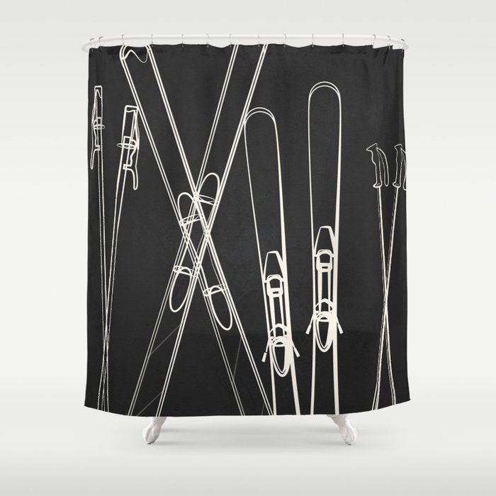 Minimal Skis 1 Shower Curtain Gallery Image 1
