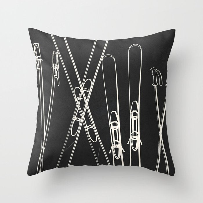Minimal Skis 1 Throw Pillow Gallery Image 1
