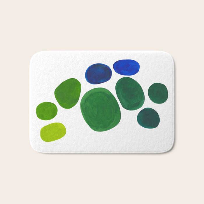 Mid Century Kusama Abstract Minimalist Colorful Pop Art Lime Green Blue Rainbow Ombre Gradient Bath Mat Gallery Image 1