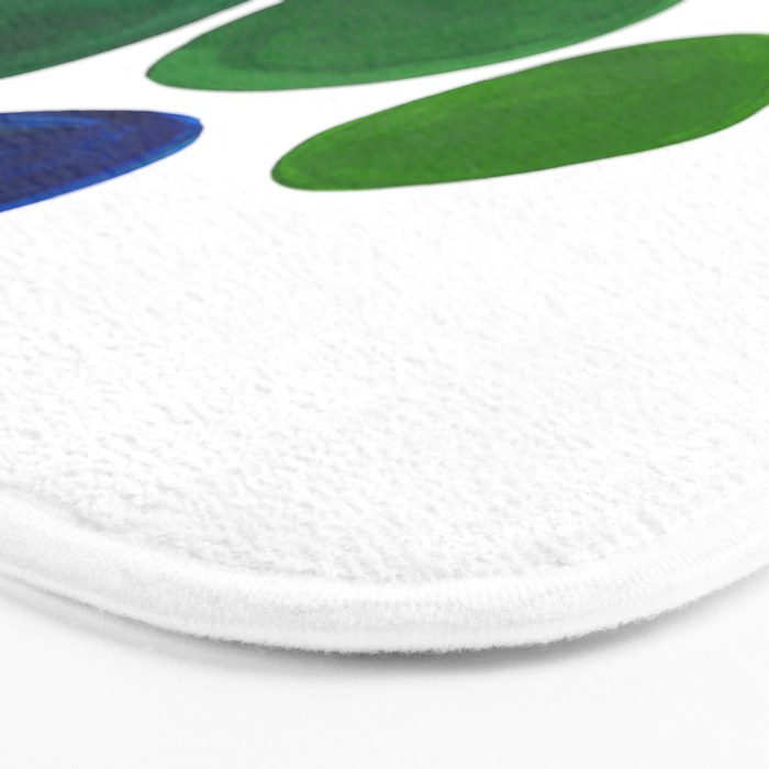 Mid Century Kusama Abstract Minimalist Colorful Pop Art Lime Green Blue Rainbow Ombre Gradient Bath Mat Gallery Image 3