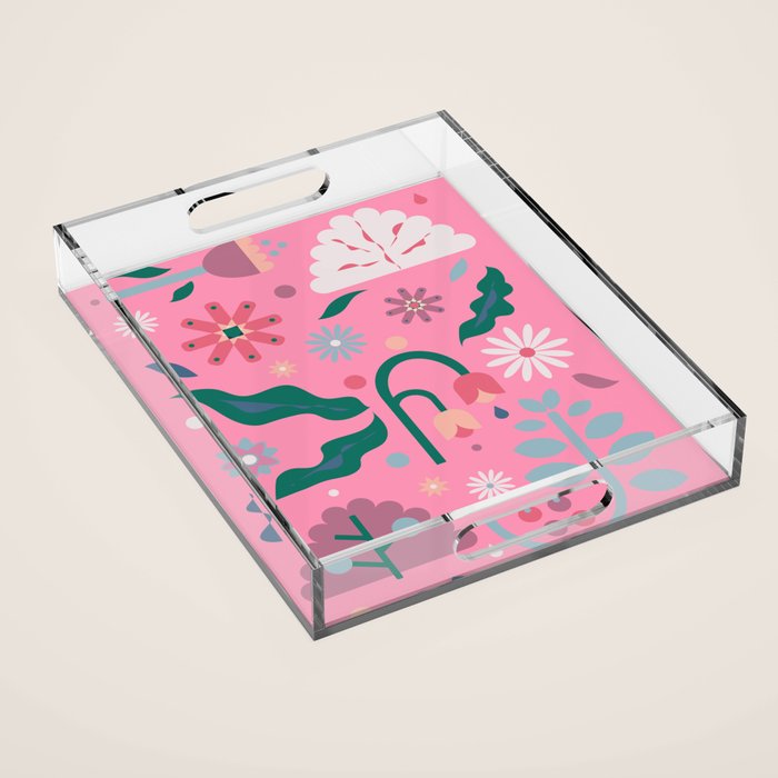 Flowers in Pink Acrylic Tray Gallery Image 1