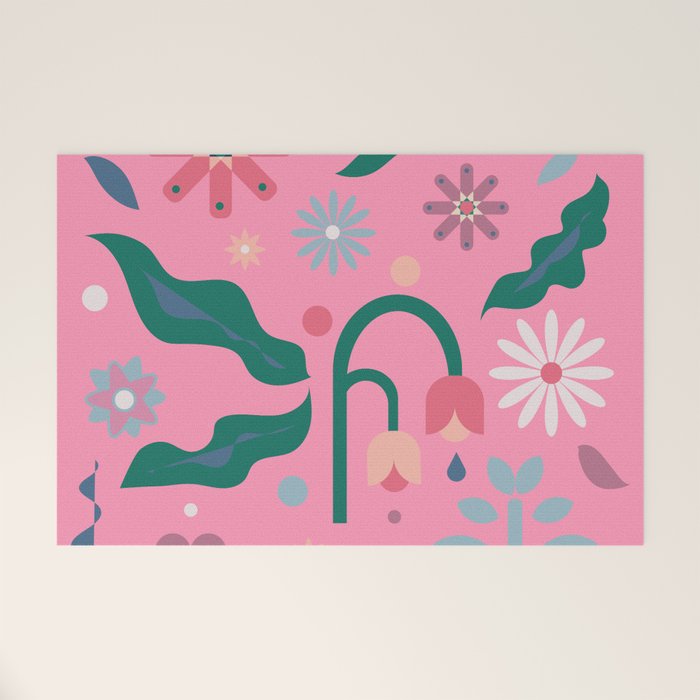 Flowers in Pink Welcome Mat Gallery Image 1