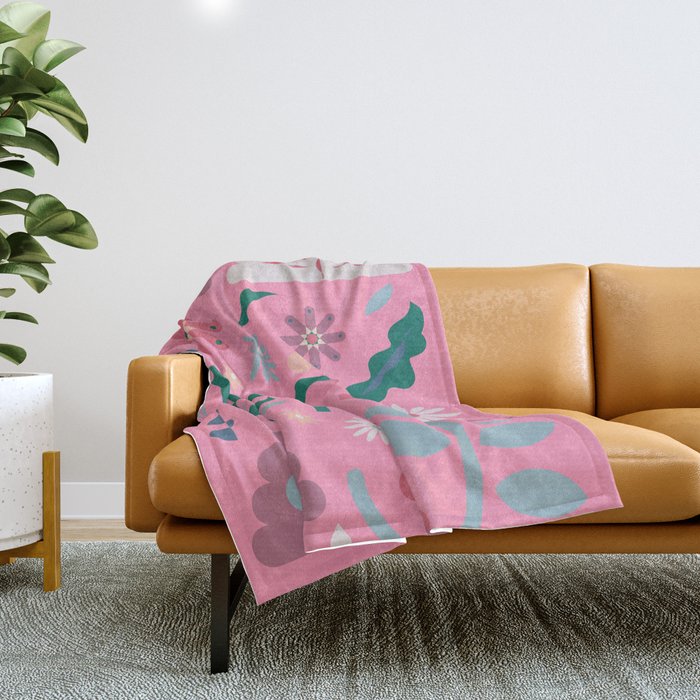 Flowers in Pink Throw Blanket Gallery Image 1