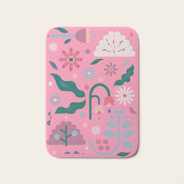 Flowers in Pink Bath Mat Gallery Image 1