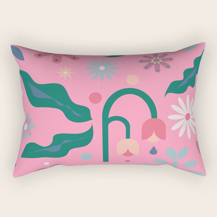 Flowers in Pink Rectangular Pillow Gallery Image 1