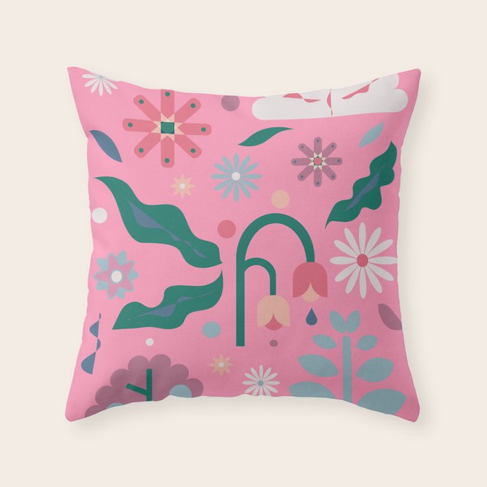Flowers in Pink Throw Pillow Gallery Image 6