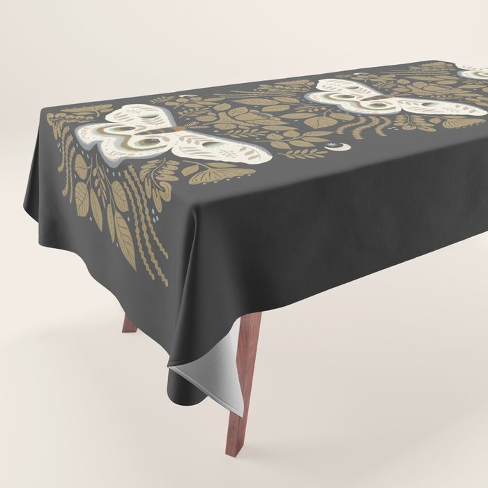 Folk Art Moth - Black Tablecloth Gallery Image 1
