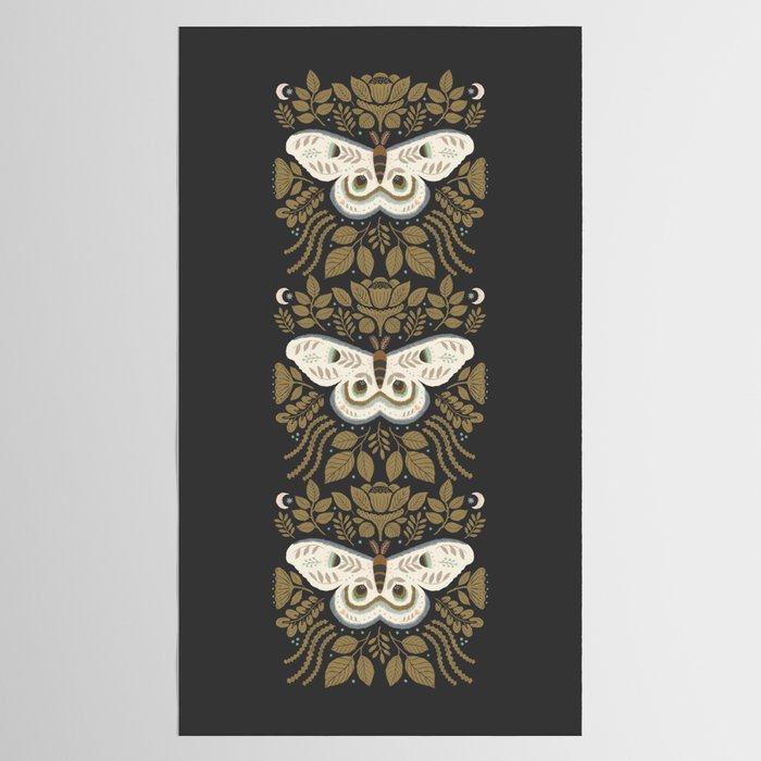 Folk Art Moth - Black Tablecloth Gallery Image 2