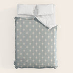 Midcentury Stars and Dots Pattern in Light Blue Gray and Cream Duvet Cover Gallery Image 6