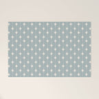 Midcentury Stars and Dots Pattern in Light Blue Gray and Cream Welcome Mat Gallery Image 1