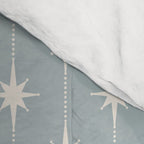 Midcentury Stars and Dots Pattern in Light Blue Gray and Cream Comforter Gallery Image 4