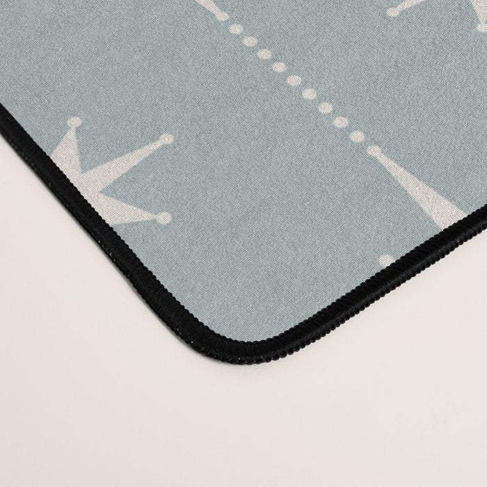 Midcentury Stars and Dots Pattern in Light Blue Gray and Cream Desk Mat Gallery Image 4