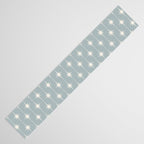 Midcentury Stars and Dots Pattern in Light Blue Gray and Cream Table Runner Gallery Image 3