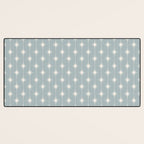 Midcentury Stars and Dots Pattern in Light Blue Gray and Cream Desk Mat Gallery Image 3