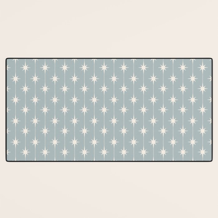 Midcentury Stars and Dots Pattern in Light Blue Gray and Cream Desk Mat Gallery Image 3