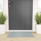 Midcentury Stars and Dots Pattern in Light Blue Gray and Cream Welcome Mat Gallery Image 3