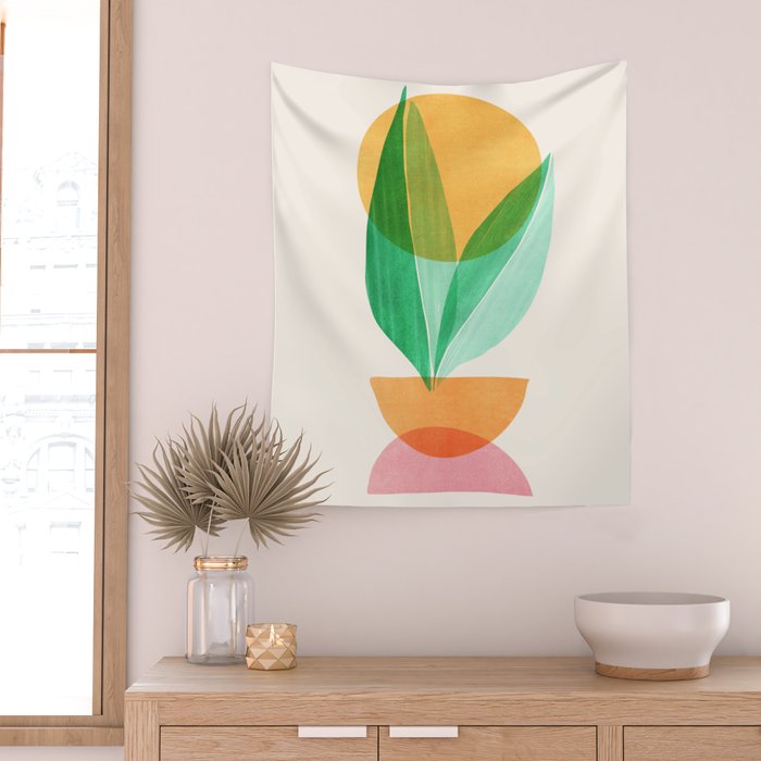 Summer Stack Abstract Plant Illustration Wall Tapestry Gallery Image 2