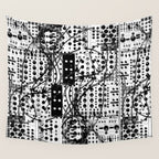 analog synthesizer system - modular black and white Wall Tapestry Gallery Image 4