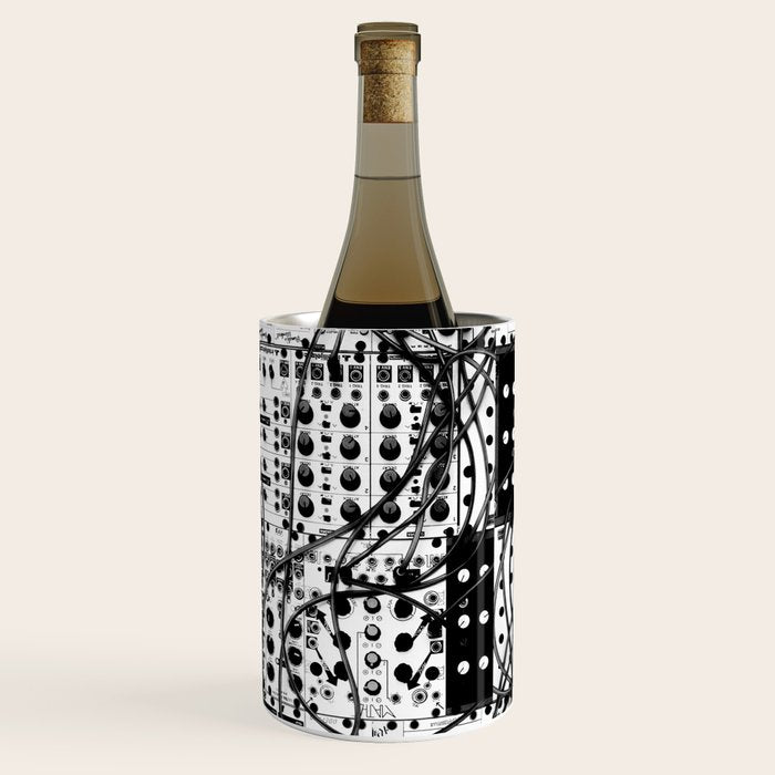 analog synthesizer system - modular black and white Wine Chiller Gallery Image 2
